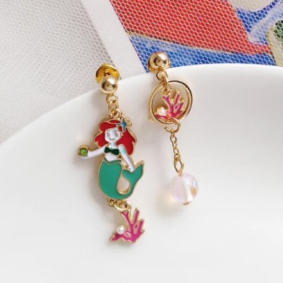 🍏50% OFF/3+...Asymmetrical Little Mermaid Dangle Earrings - Picture 1 of 6